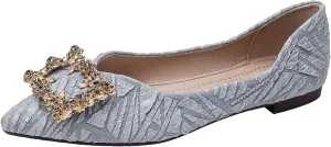 WENJIAZHIZHI Women's Rhinestones Pointed Toe Ballet Flats Casual Slip-On Walking Flats Loafers for Women Dressy Comfortable Shoes