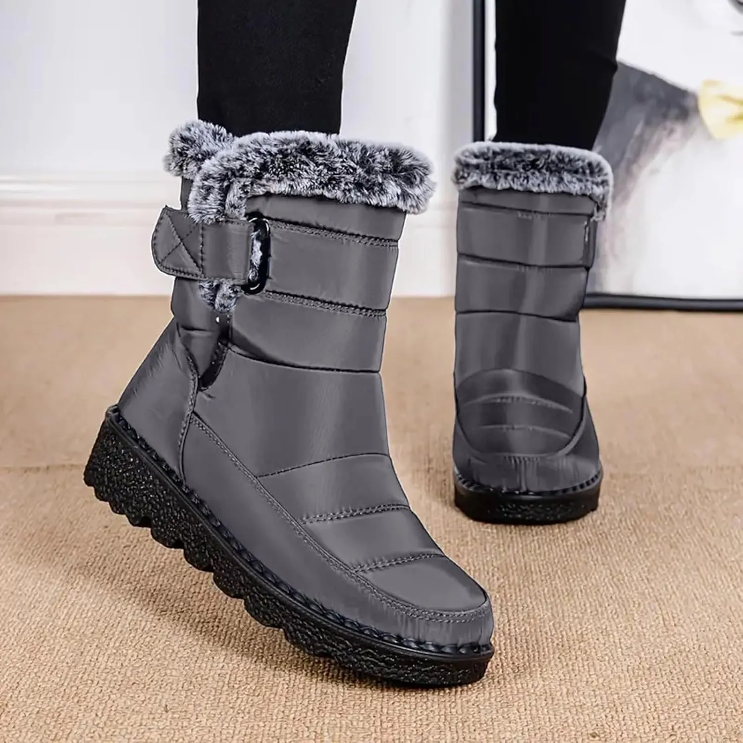 Winter Boots for Women 2024 Outdoor Warm Mens Fur Lined Booties Womens Snow Shoes Comfortable Non-Slip Hiking Boot