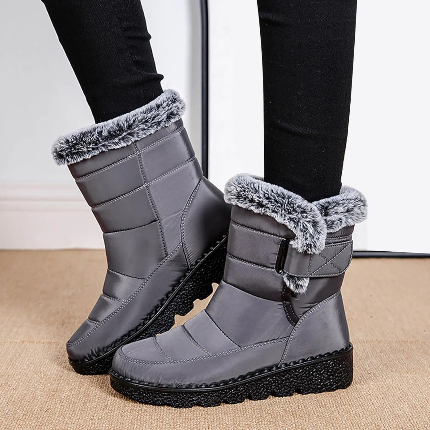 Winter Boots for Women 2024 Outdoor Warm Mens Fur Lined Booties Womens Snow Shoes Comfortable Non-Slip Hiking Boot