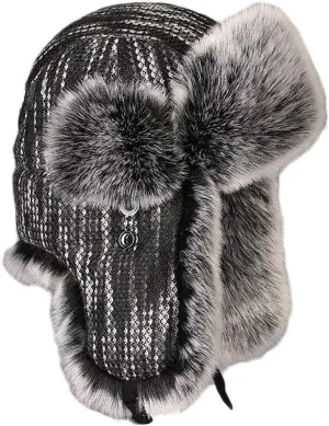 Winter Hats, Hat Unisex Aviator Hat Faux Fur Trooper Trapper Hat with Earflaps Warm Winter Hat Black