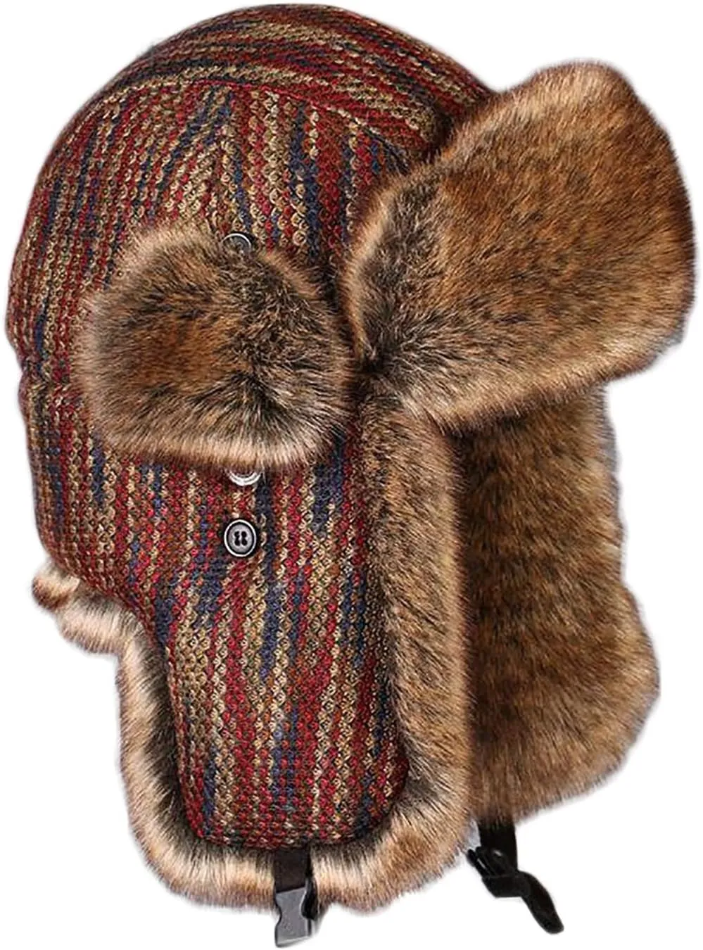 Winter Hats, Hat Unisex Aviator Hat Faux Fur Trooper Trapper Hat with Earflaps Warm Winter Hat Brown