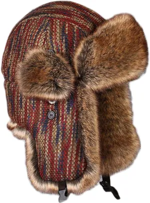Winter Hats, Hat Unisex Aviator Hat Faux Fur Trooper Trapper Hat with Earflaps Warm Winter Hat Brown