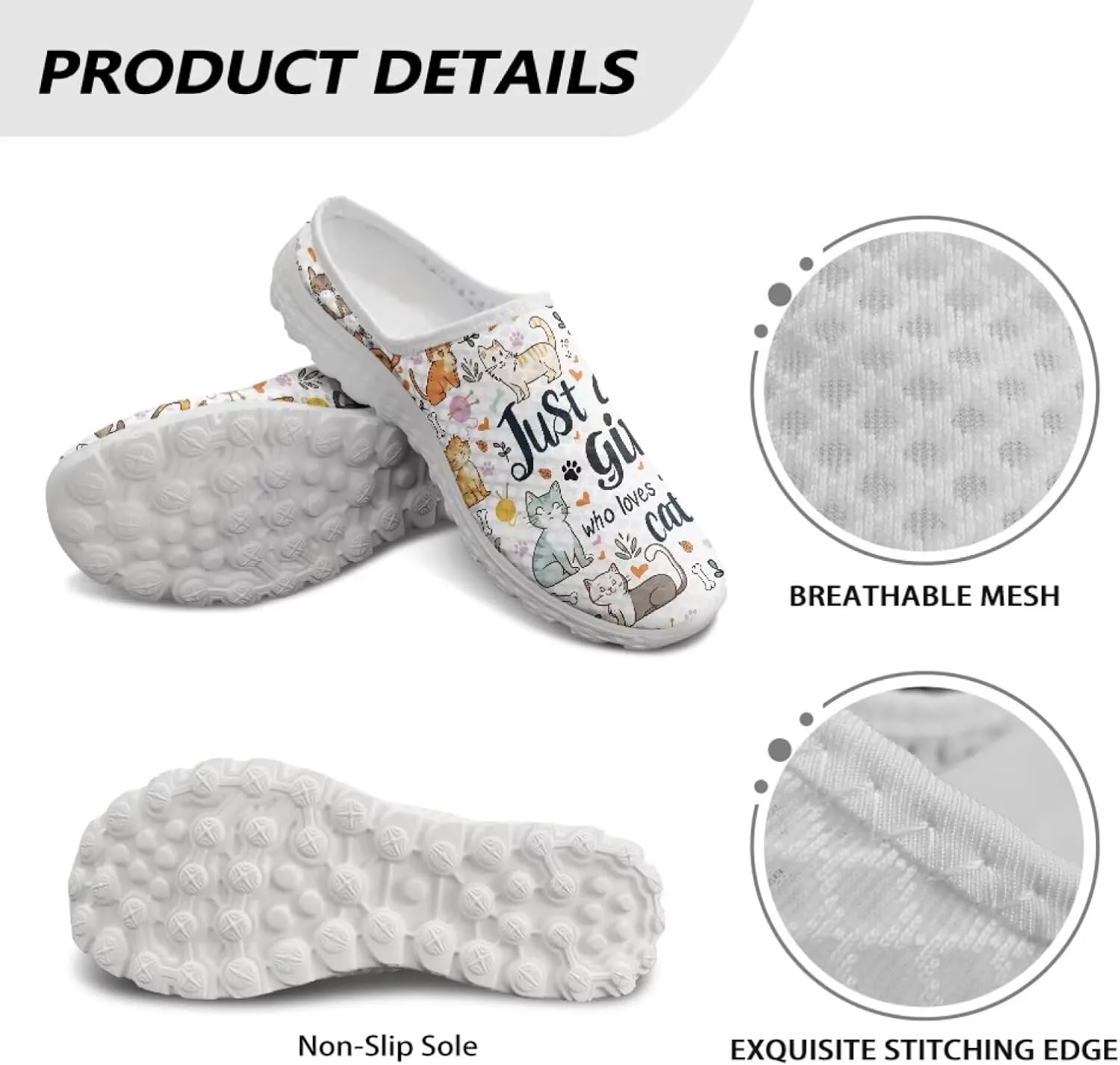 Women Garden Shoes Cute Animals Print Waterproof Mesh Loafers Classic Tennis Sneakers Breathable Loafers