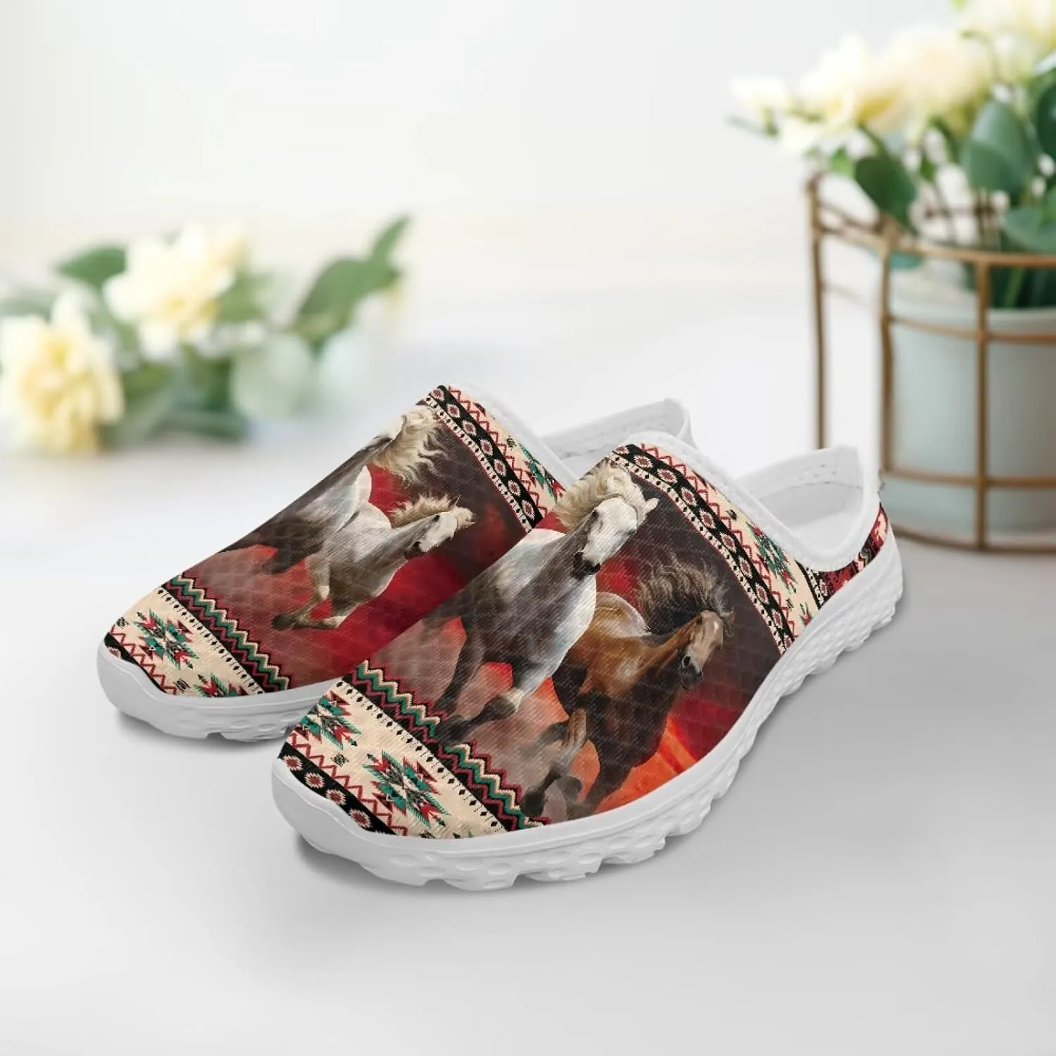 Women Garden Shoes Cute Animals Print Waterproof Mesh Loafers Classic Tennis Sneakers Breathable Loafers