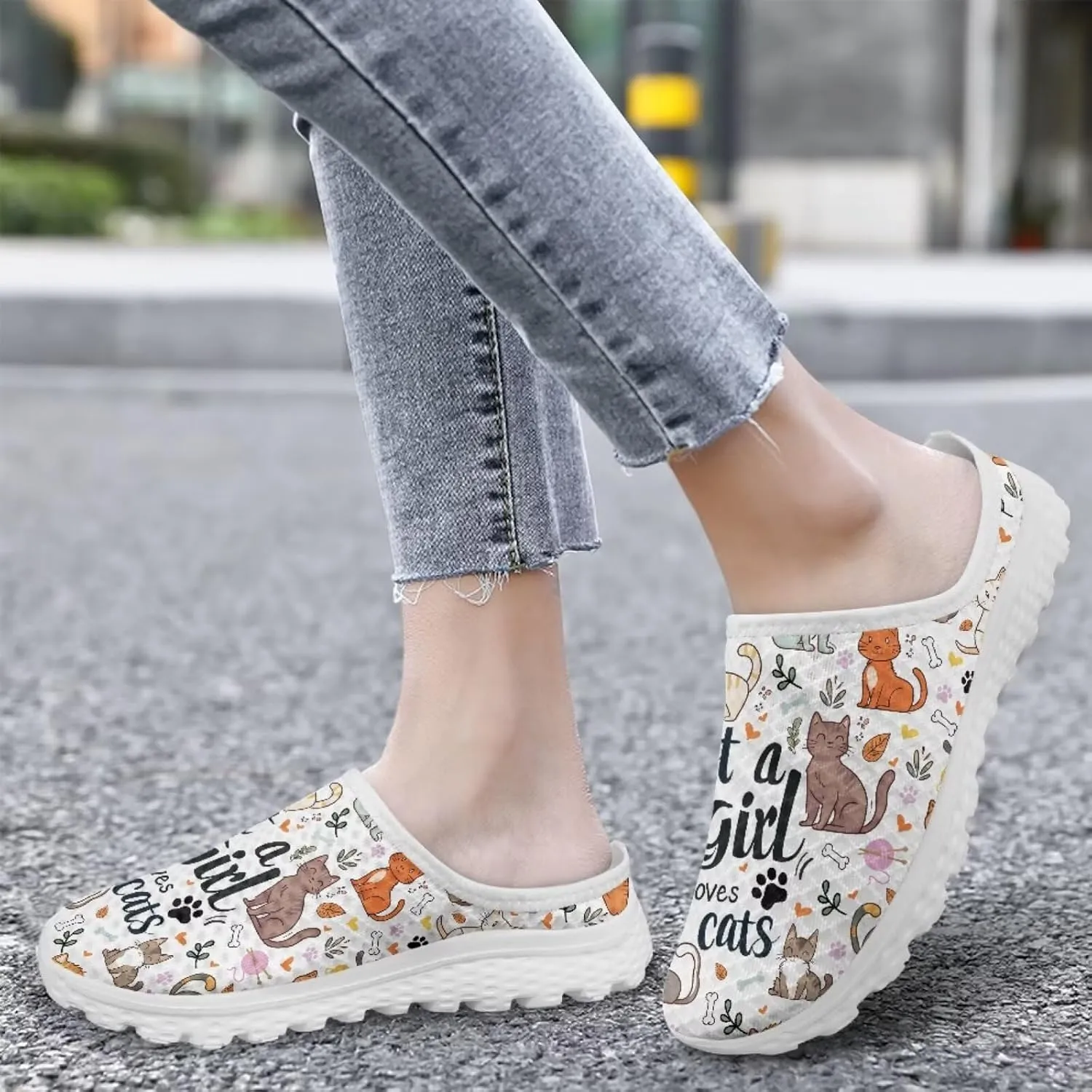 Women Garden Shoes Cute Animals Print Waterproof Mesh Loafers Classic Tennis Sneakers Breathable Loafers