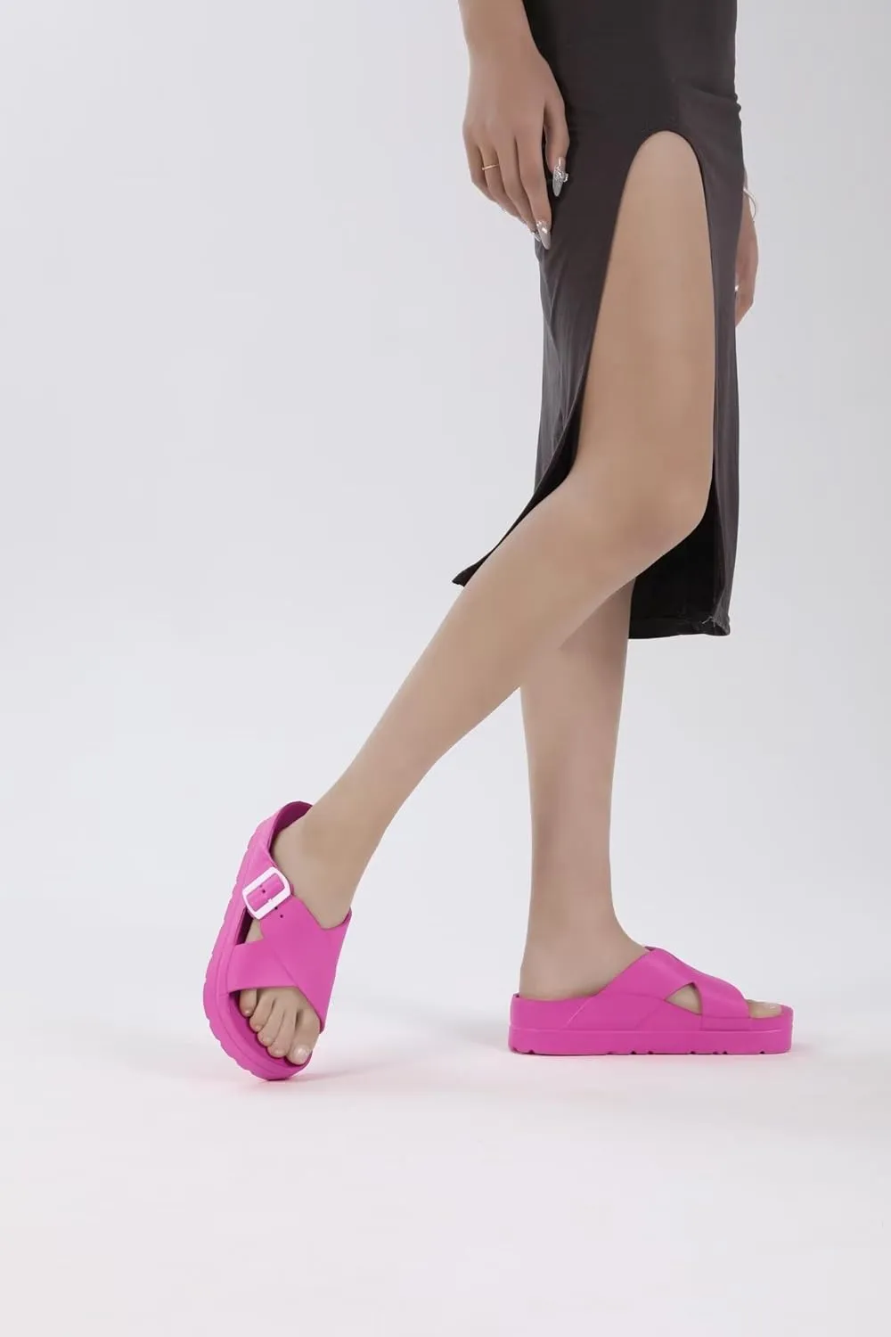 Women Platform Sandals with Arch Support, Adjustable Double Buckle Slide for Woman, Summer Vacation Sandal for Beach,Garden,Pool,Easy Street, Sandalias de Plataforma Para Mujer