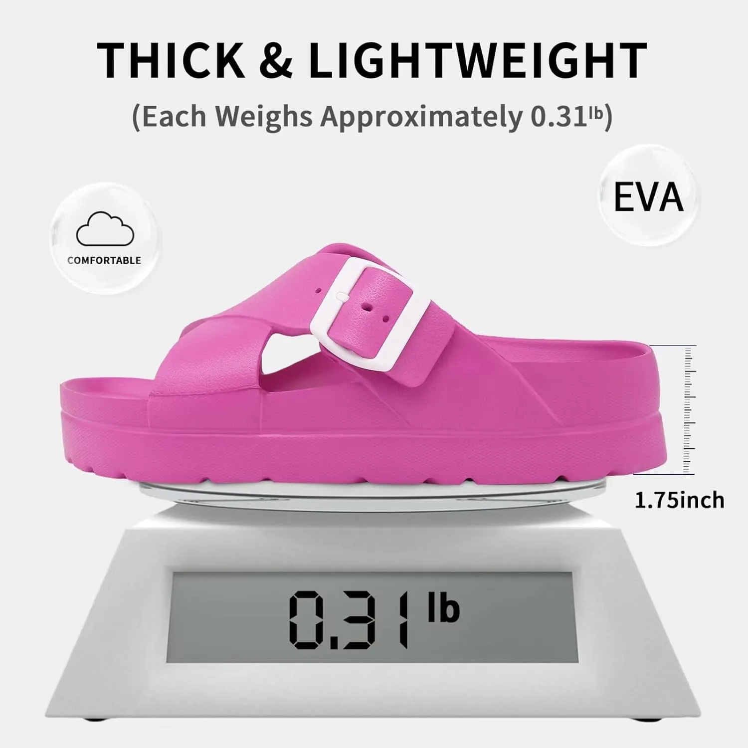 Women Platform Sandals with Arch Support, Adjustable Double Buckle Slide for Woman, Summer Vacation Sandal for Beach,Garden,Pool,Easy Street, Sandalias de Plataforma Para Mujer