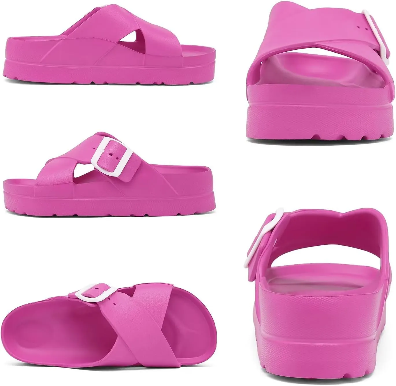 Women Platform Sandals with Arch Support, Adjustable Double Buckle Slide for Woman, Summer Vacation Sandal for Beach,Garden,Pool,Easy Street, Sandalias de Plataforma Para Mujer