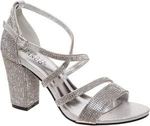 Women Rhinestone Ankle Strap Chunky Heel Sandals