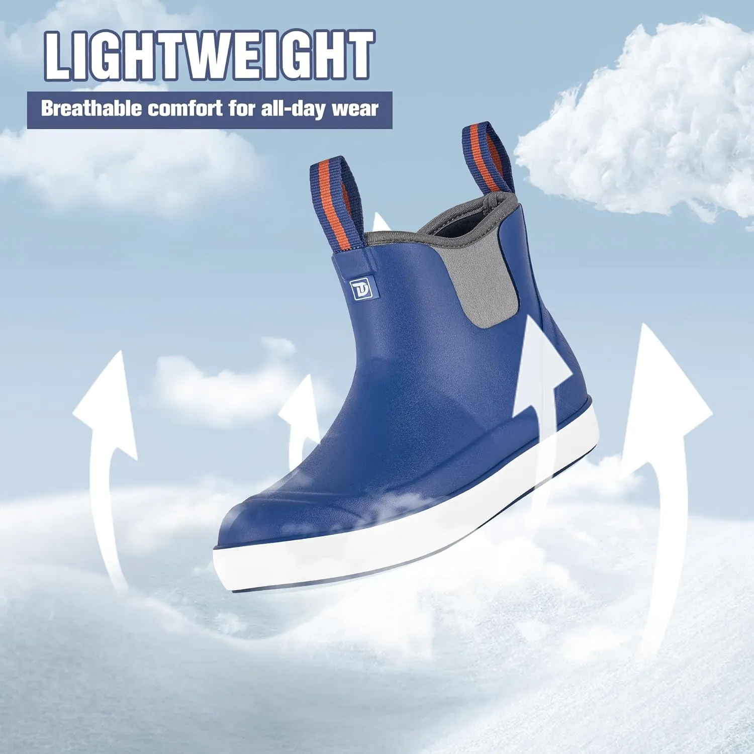 Women's Ankle Rain Boots, Rubber Fishing Deck Boots, Anti-slip Short Waterproof Shoes for Outdoor Fishing, Boating, Size 6-11