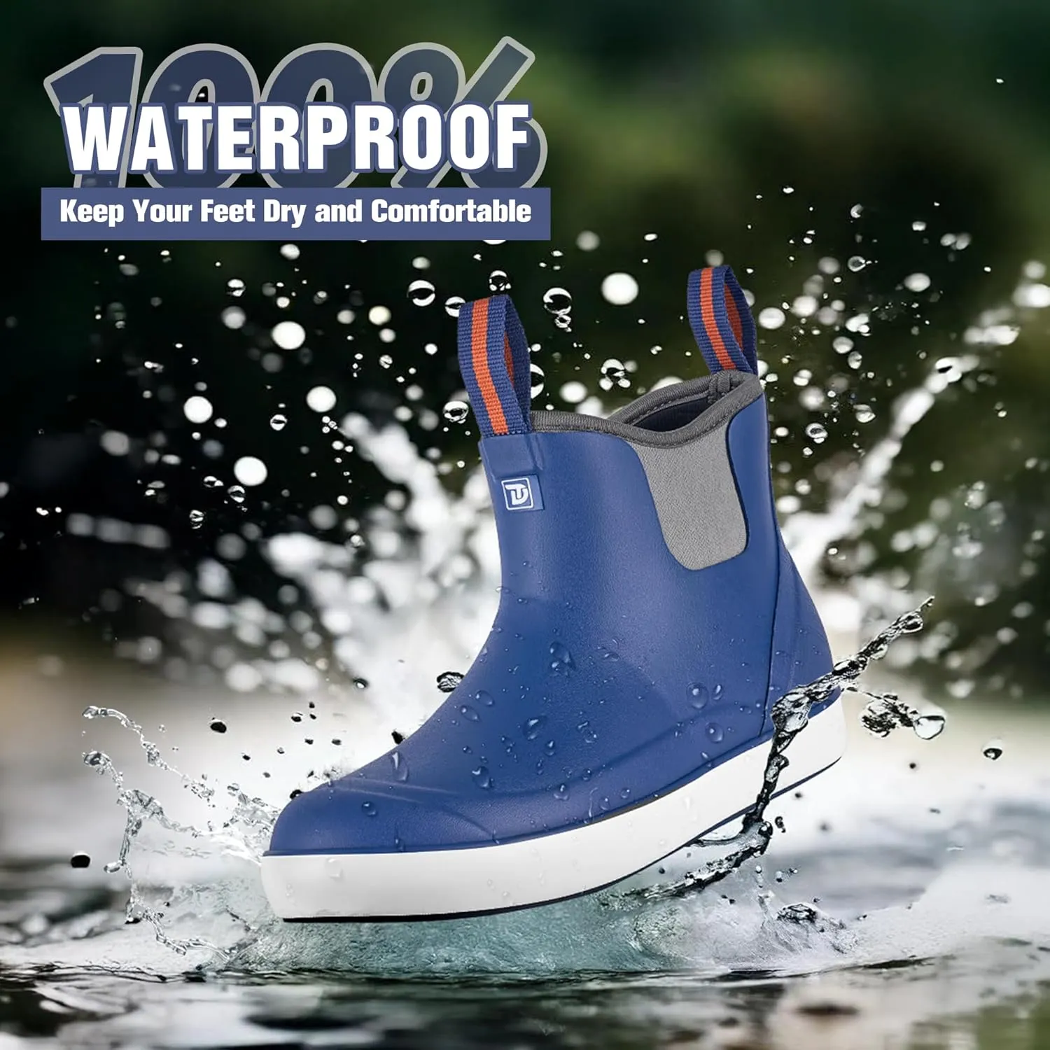 Women's Ankle Rain Boots, Rubber Fishing Deck Boots, Anti-slip Short Waterproof Shoes for Outdoor Fishing, Boating, Size 6-11
