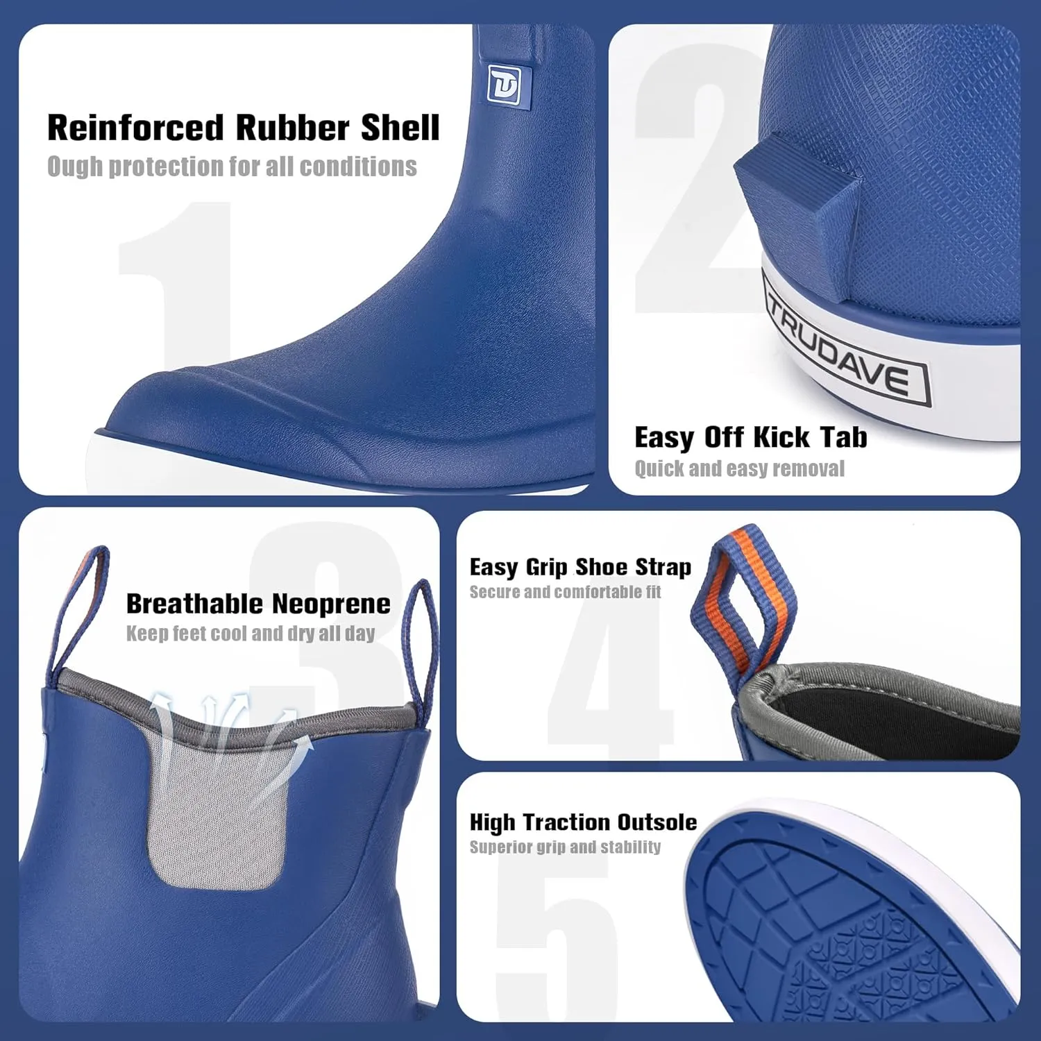 Women's Ankle Rain Boots, Rubber Fishing Deck Boots, Anti-slip Short Waterproof Shoes for Outdoor Fishing, Boating, Size 6-11