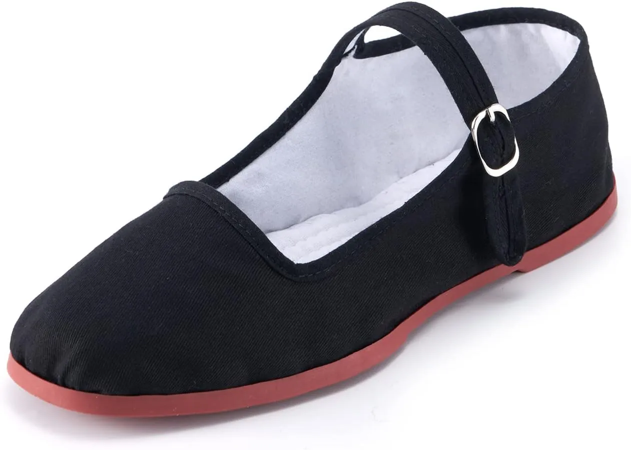 Womens Classic China Flats, Casual China Doll Shoes, Cotton Mary Janes, Chinese Tai Chi Shoes