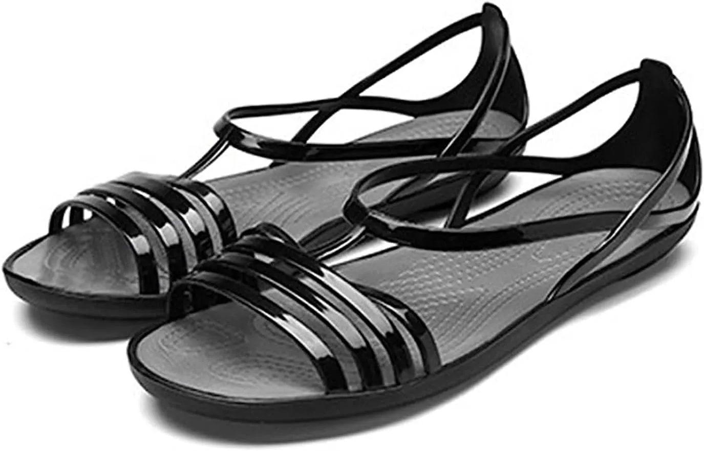 Women's Colorful Neon Jelly Flat Sandals,Summer Open Toe T-strap Rainbow Slip On Soft Sole Walking Beach Casual Loose Flat Low Heel Jellies Sandals