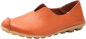 Women's Comfort Walking Boat Shoe Breathable Walking Office Flat Loafer Casual Leather Flats Slip On Driving Loafers Comfortable Orthopedic Shoes