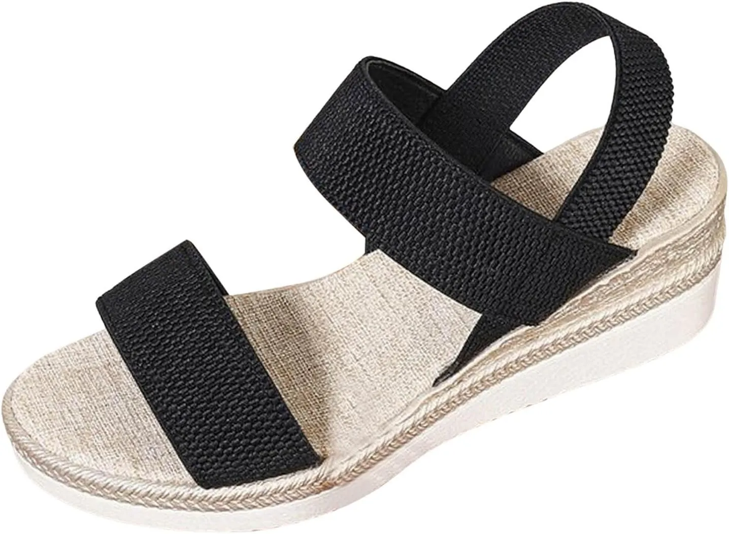 Women's Comfortable Dressy Sandals Cork Low Wedge Heels Summer One Band Casual Flat Sandals with Adjustable Ankle Strap 2025