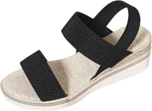Women's Comfortable Dressy Sandals Cork Low Wedge Heels Summer One Band Casual Flat Sandals with Adjustable Ankle Strap 2025