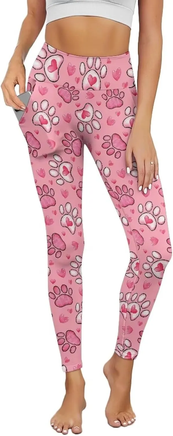 Women's Leggings with Pockets Tummy Control High Waist Yoga Leggings Soft Stretchy Workout Yoga Pants