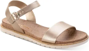 Womens Mattie Faux Leather Open Toe Flats
