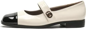 Women's Patent Leather Classic Mary Jane Flats,Dressy Round Toe Ballet Flats,Soft Work Flats Retro Mary Jane Flats