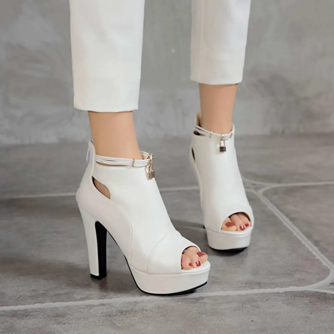 Women's Peep-Toe Sandals Platform High Heels Summer Booties