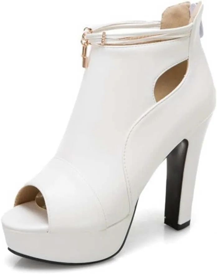 Women's Peep-Toe Sandals Platform High Heels Summer Booties