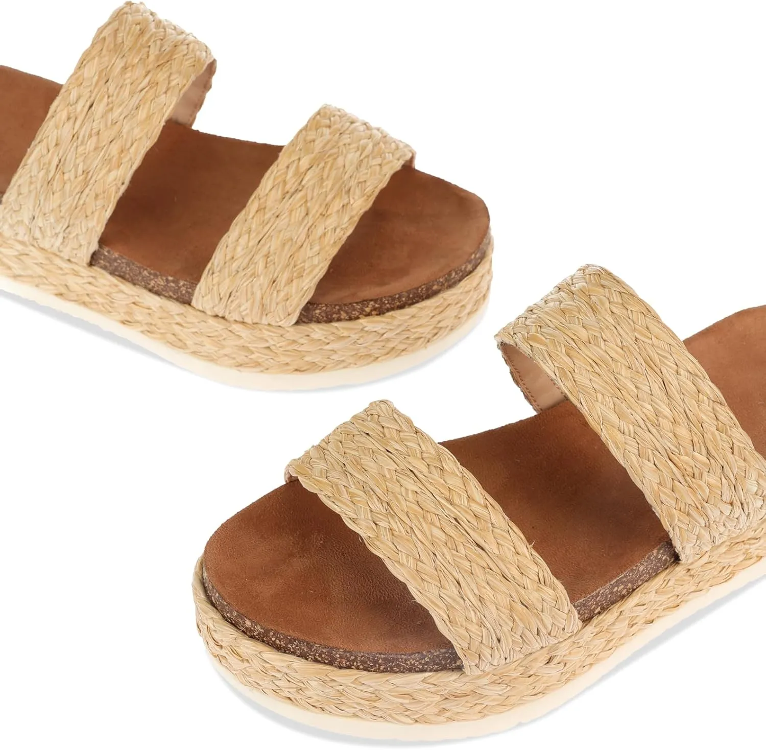 Women'S Platform Sandals Slides Espadrilles Sandals Flatform Slippers Casual Platform Slides for Women Footbed Open Toe Wedges Sandals