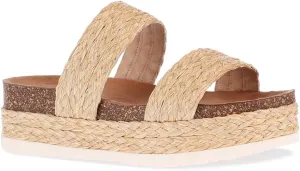 Women'S Platform Sandals Slides Espadrilles Sandals Flatform Slippers Casual Platform Slides for Women Footbed Open Toe Wedges Sandals