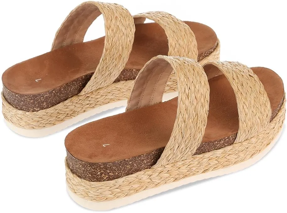 Women'S Platform Sandals Slides Espadrilles Sandals Flatform Slippers Casual Platform Slides for Women Footbed Open Toe Wedges Sandals