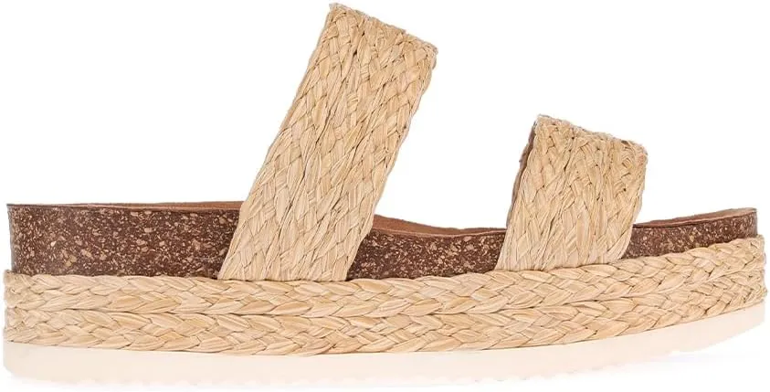 Women'S Platform Sandals Slides Espadrilles Sandals Flatform Slippers Casual Platform Slides for Women Footbed Open Toe Wedges Sandals