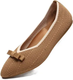 Women's Pointed Toe Flats Knit Dress Slip-on Ballet Flats Shoes Comfort Classic Work Business Office Shoes