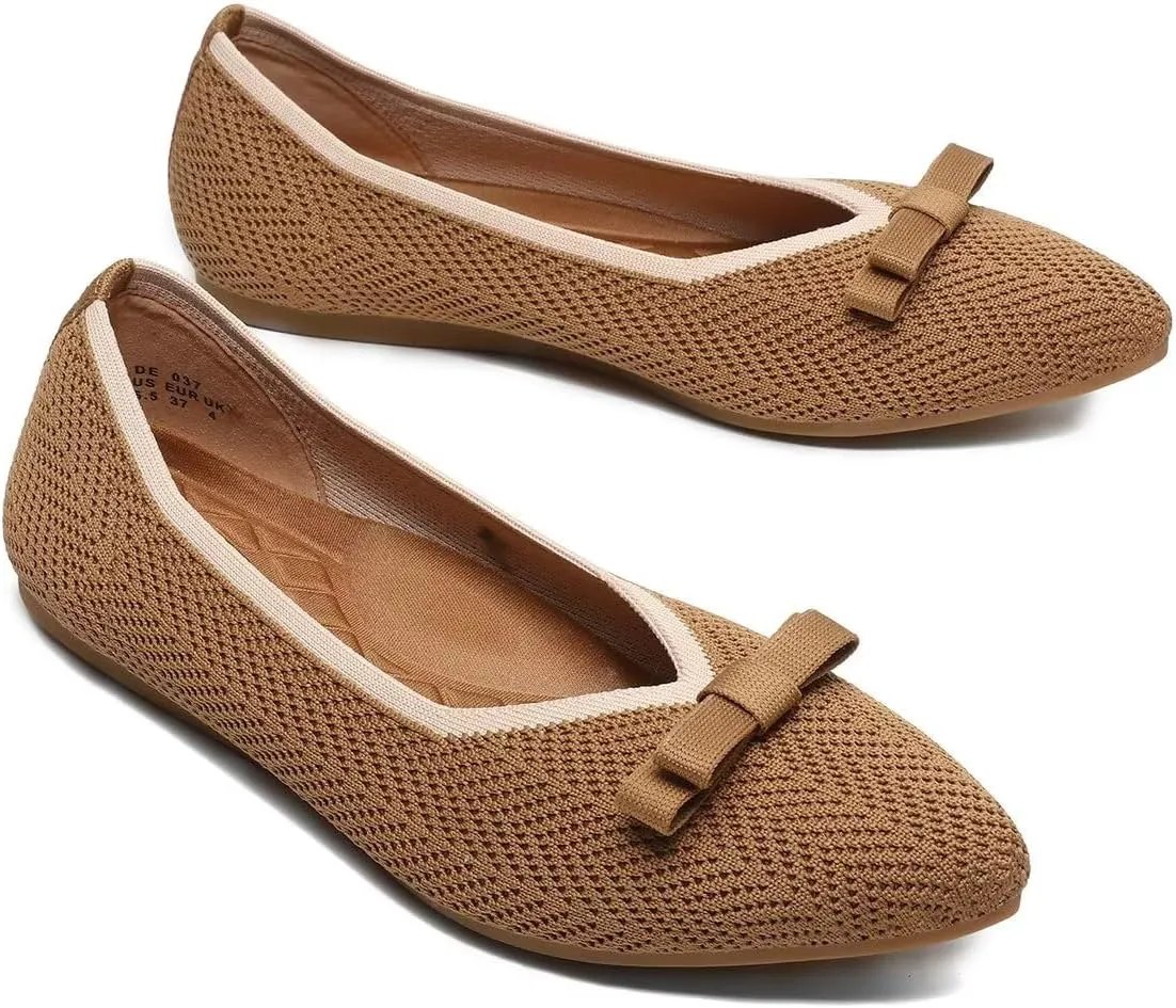 Women's Pointed Toe Flats Knit Dress Slip-on Ballet Flats Shoes Comfort Classic Work Business Office Shoes
