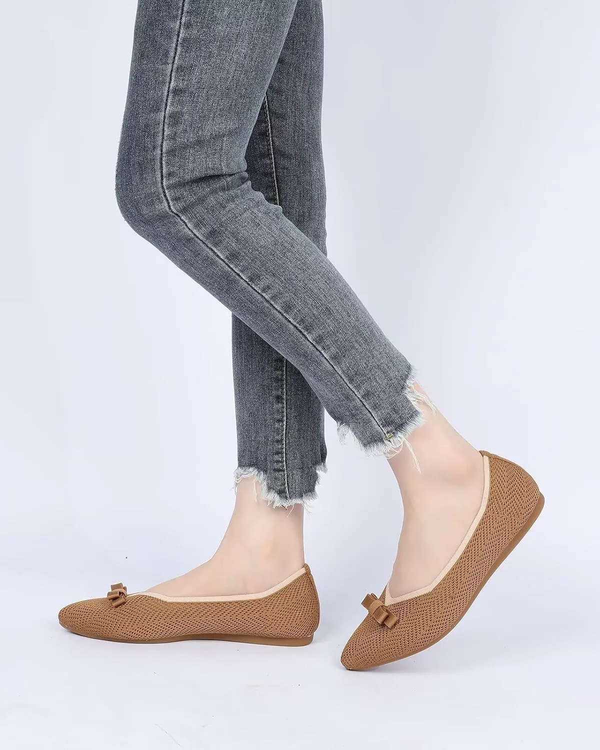 Women's Pointed Toe Flats Knit Dress Slip-on Ballet Flats Shoes Comfort Classic Work Business Office Shoes