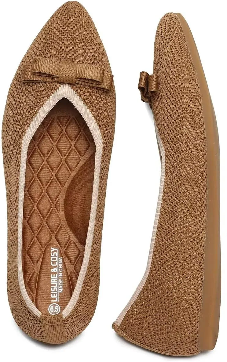 Women's Pointed Toe Flats Knit Dress Slip-on Ballet Flats Shoes Comfort Classic Work Business Office Shoes