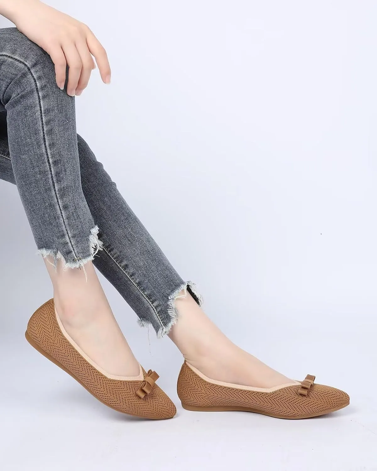Women's Pointed Toe Flats Knit Dress Slip-on Ballet Flats Shoes Comfort Classic Work Business Office Shoes