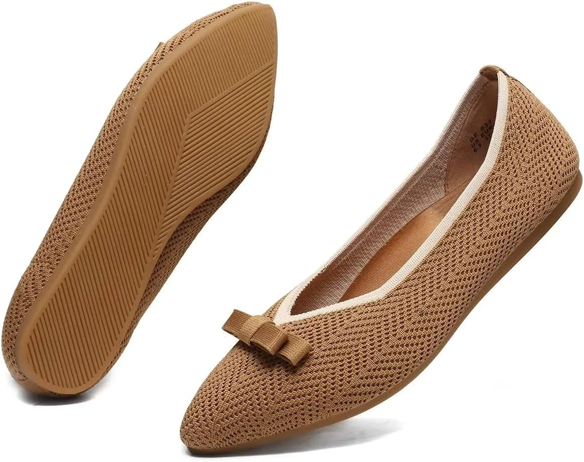 Women's Pointed Toe Flats Knit Dress Slip-on Ballet Flats Shoes Comfort Classic Work Business Office Shoes