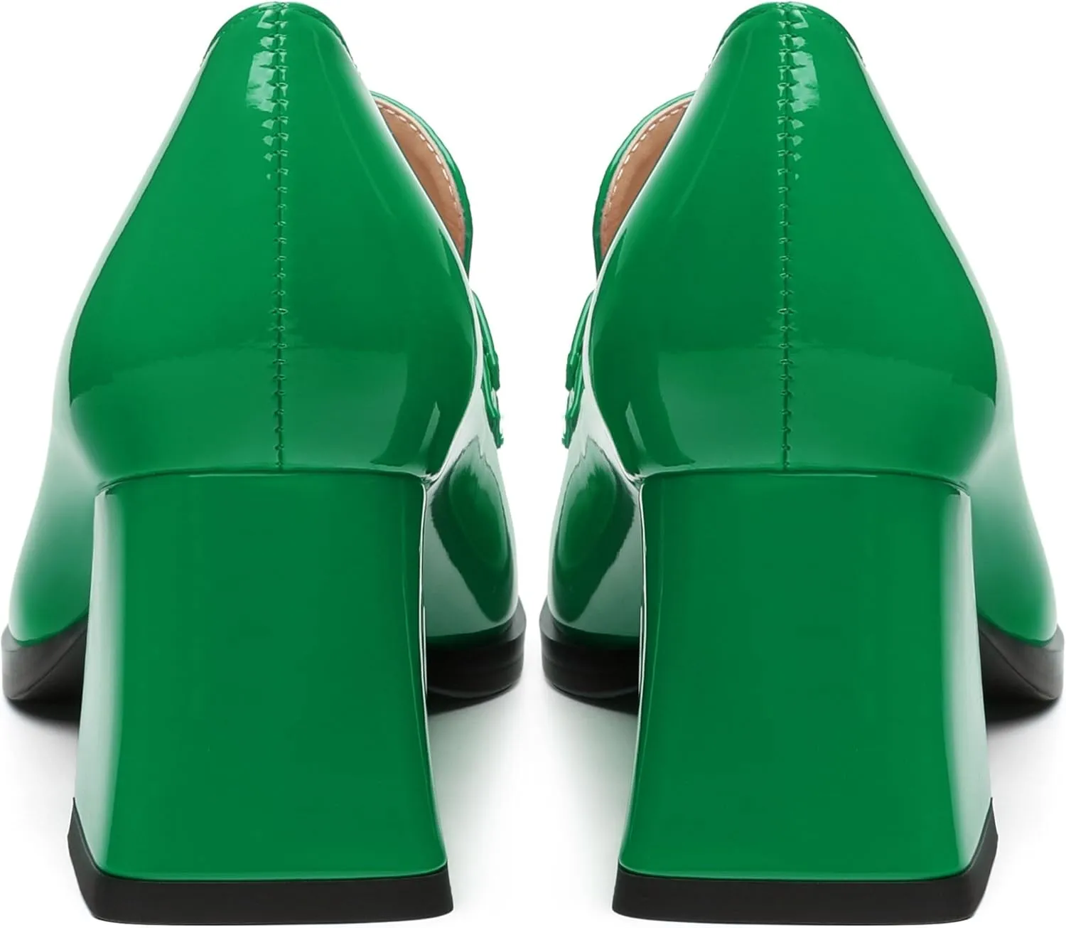 Women's Pump's, Square Toe British Style Loafers for Silver Metallic Buckle Women's Heels