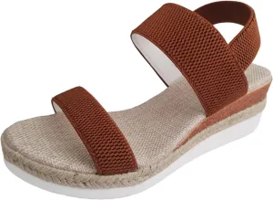 Women's Sandals Comfortable Dressy Cork Low Wedge Heels Cute Summer One Band Casual Flat Sandals with Adjustable Ankle Strap