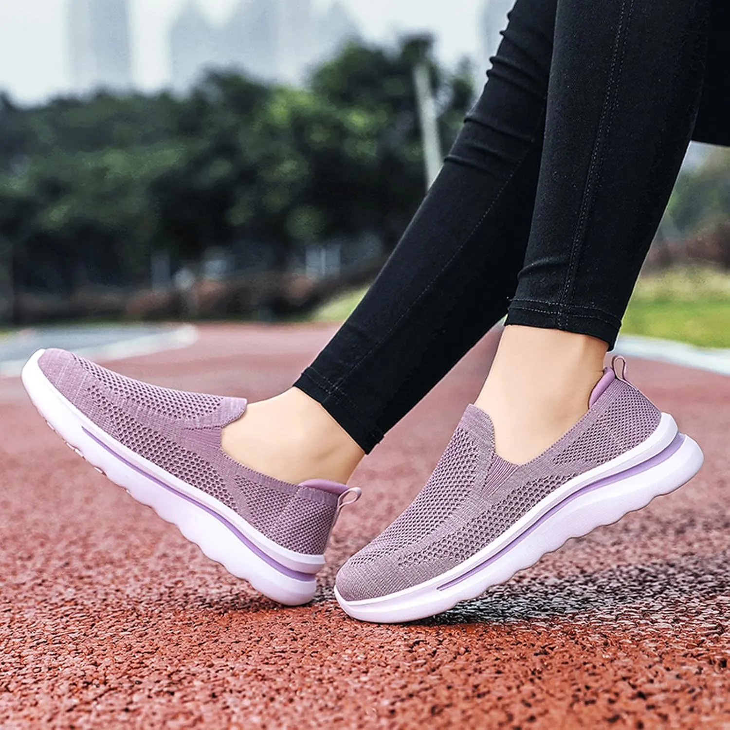 Women's Slip On Mesh Casual Walking Sneakers Comfortable Breathable Soft Sole Non-Slip Running Jogging Shoes