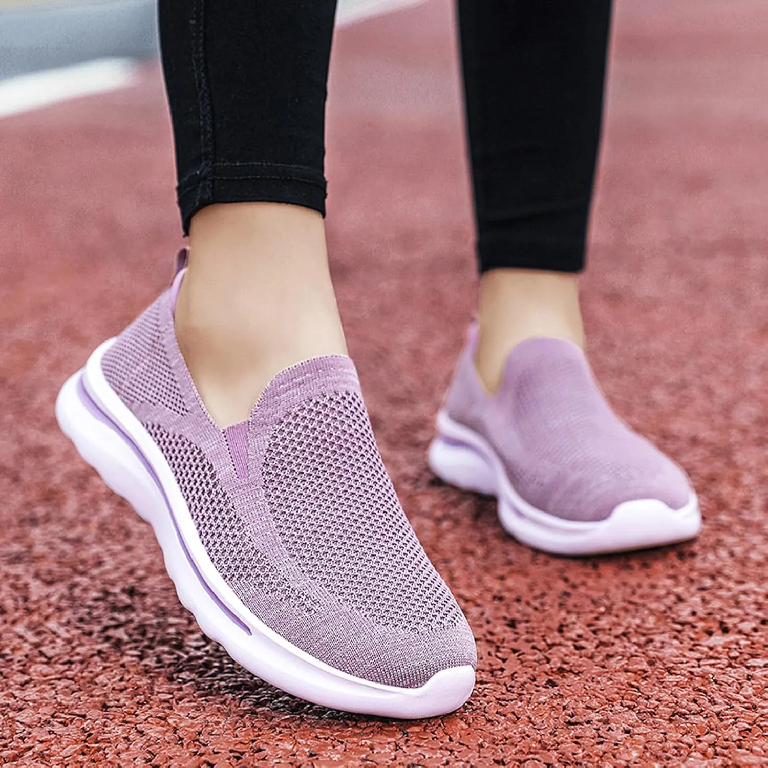 Women's Slip On Mesh Casual Walking Sneakers Comfortable Breathable Soft Sole Non-Slip Running Jogging Shoes