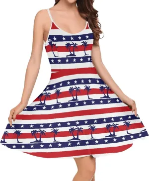 Womens Summer Casual Swing Tank Dresses, Beachwear Sleeveless Dresses for Girls