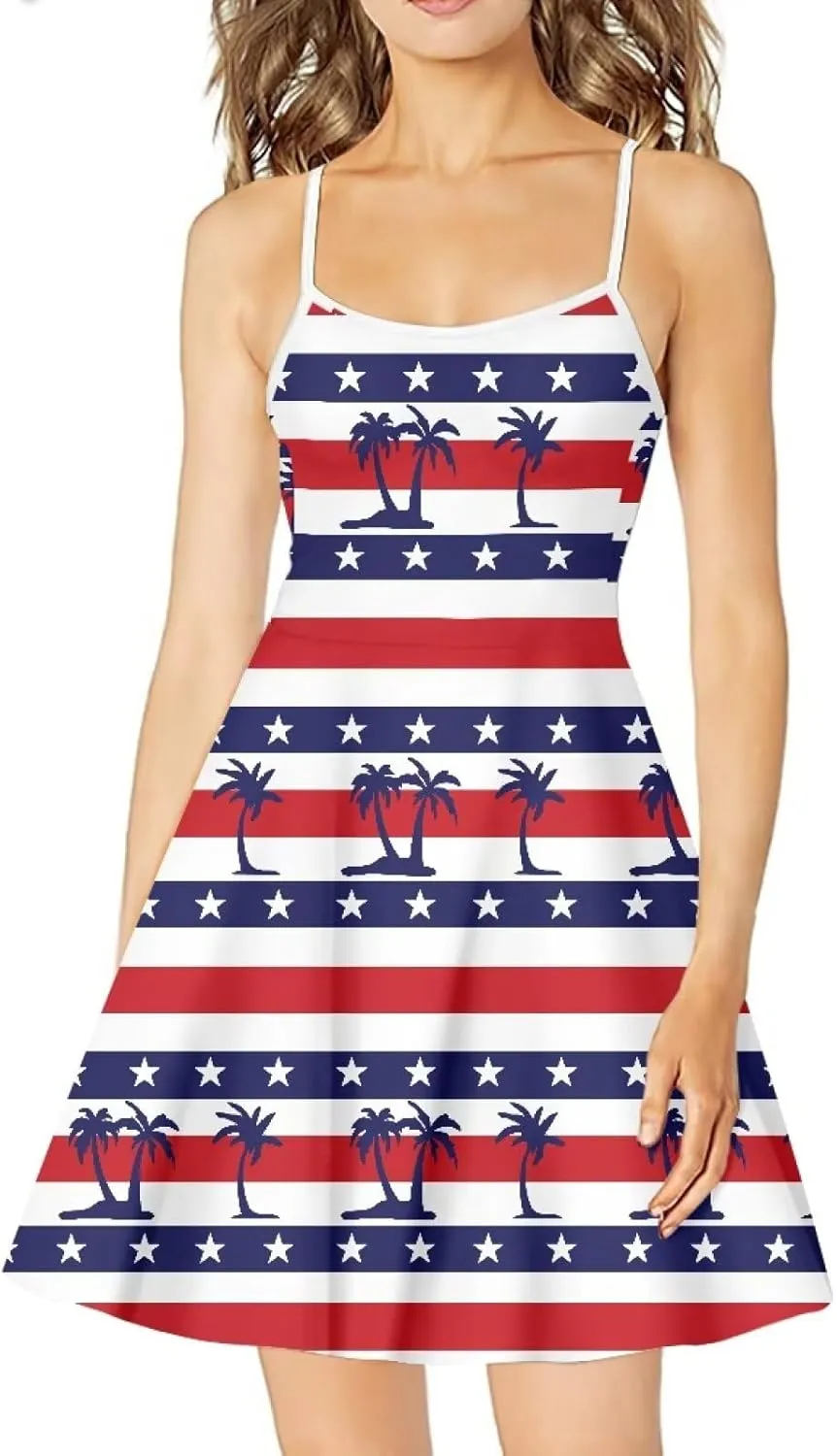 Womens Summer Casual Swing Tank Dresses, Beachwear Sleeveless Dresses for Girls