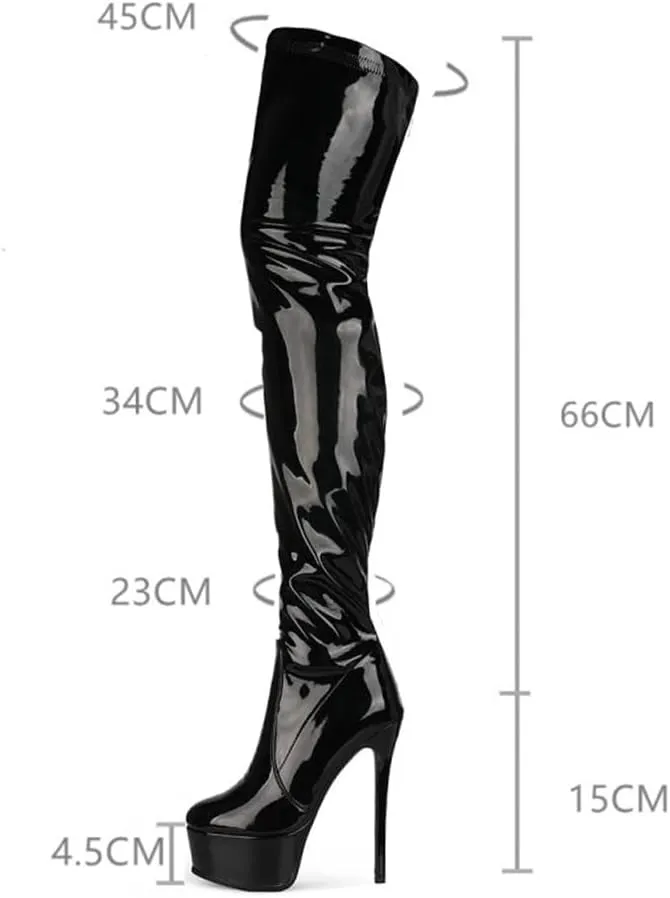 Women's Thigh High Boots Pu Sexy Platform Stiletto HIgh Heels Over Knee Boot For Lady Party Dance Dressy