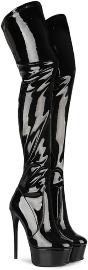 Women's Thigh High Boots Pu Sexy Platform Stiletto HIgh Heels Over Knee Boot For Lady Party Dance Dressy