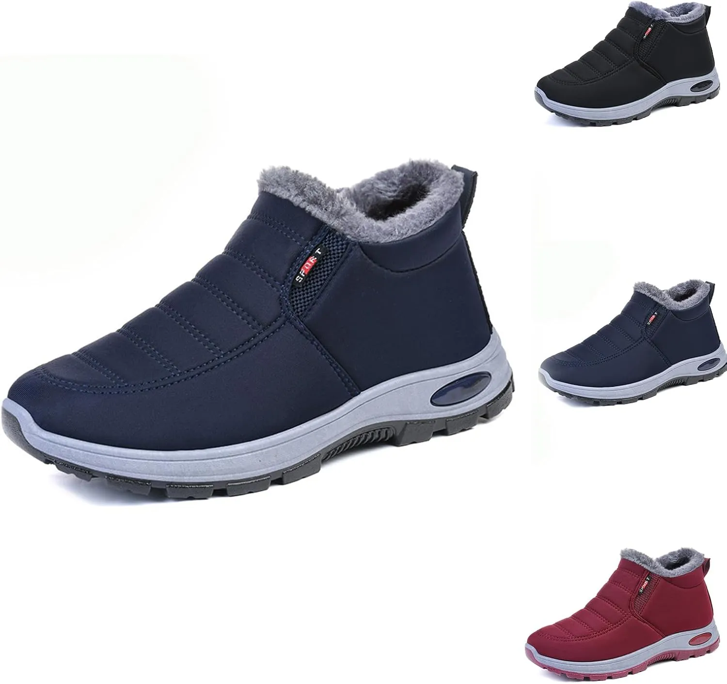 Women's Warm Sheepskin-Lined Boots, Winter Women's Casual Slip-On Warm Boots,Ladies Winter Ankle Slip on Short Snow Fur Lined Boots Comfortable
