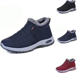 Women's Warm Sheepskin-Lined Boots, Winter Women's Casual Slip-On Warm Boots,Ladies Winter Ankle Slip on Short Snow Fur Lined Boots Comfortable