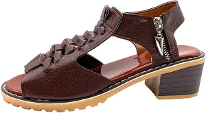 Women's Wedge Sandals - Summer Ultra-Comfy Wedge Sandal Comfortable Fashion Orthopedic Leather Peep Toe Cutout Zipper Chunky Heeled Sandals 2025