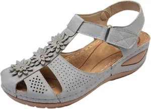 Womens Wedge Sandals Vintage Hollow Out Ankle Strap Closed Toe Sandals Bohemia Slip On Platform Sandal Outdoor Beach Shoes