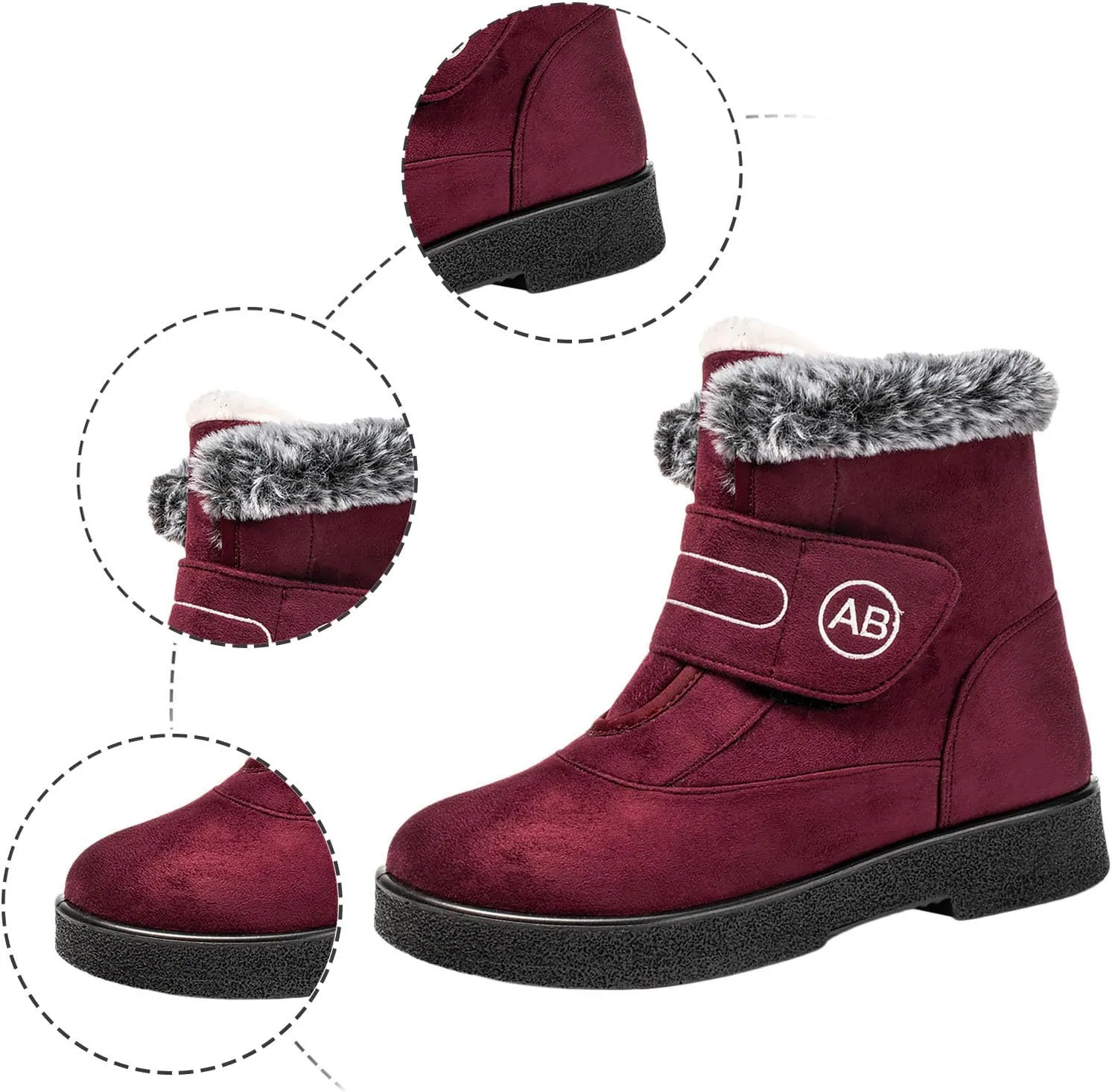 Womens Winter Boots Warm Fur Lined Boots Casual Waterproof Snow Boots Slip On Short Boots for Cold Weather