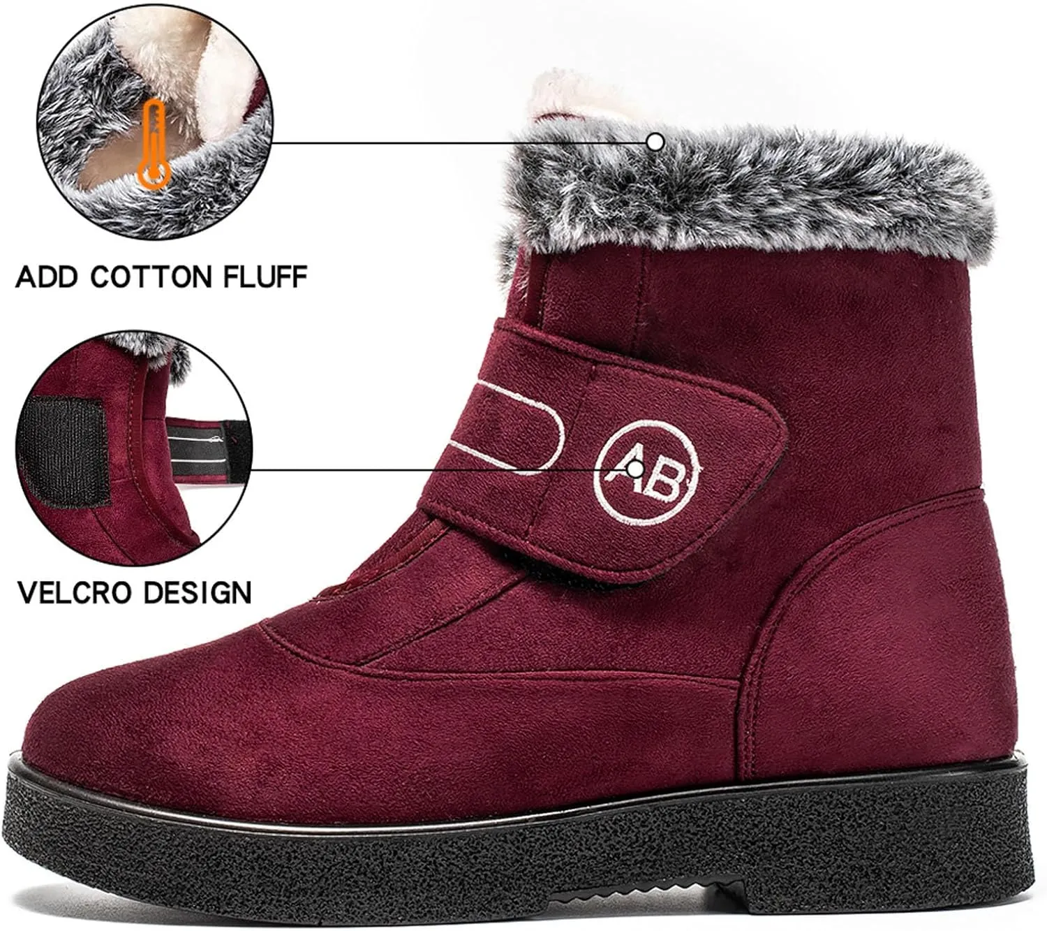 Womens Winter Boots Warm Fur Lined Boots Casual Waterproof Snow Boots Slip On Short Boots for Cold Weather